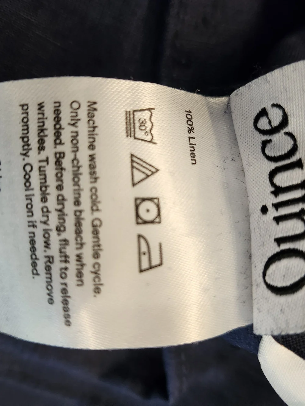 Quince European Linen King Cal King Duvet Set 2 Shams Navy 3 Piece